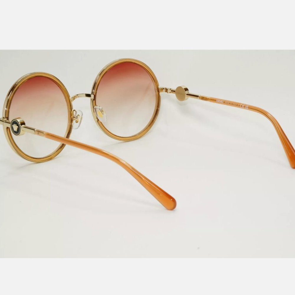 Versace Round Gold Brown Gradient Sunglasses - image 7